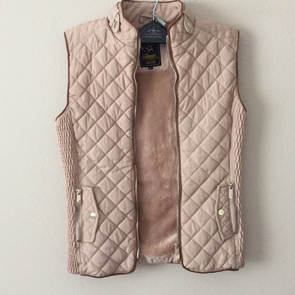 beige warm Quilted winter vest